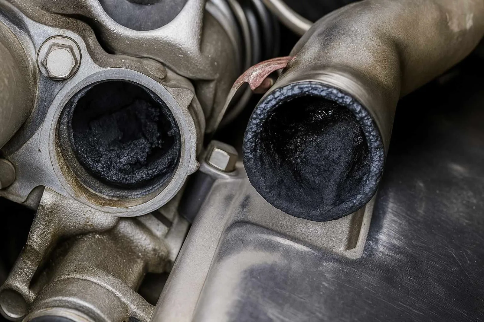Intake valves before and after walnut blasting